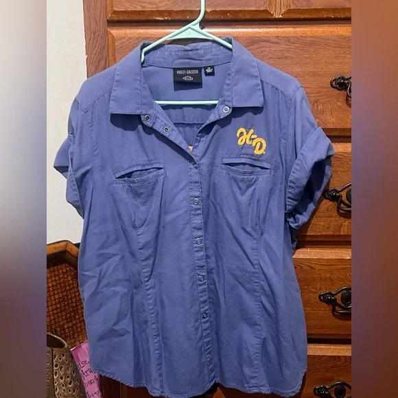 Harley-Davidson Blue and Yellow Casual Shirt - Picture 2 of 3